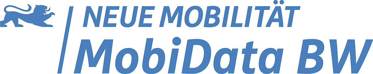 Das Logo von MobiData BW zeigt einen Stauferlöwen sowie den Schriftzug Neue Mobilität MobiData BW.