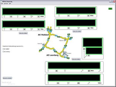 Eine Software zur Schaltung von Netzbeeinflussungsanlagen zeigt Operatoren deren Standorte auf einer Karte sowie deren Schaltzustände an.